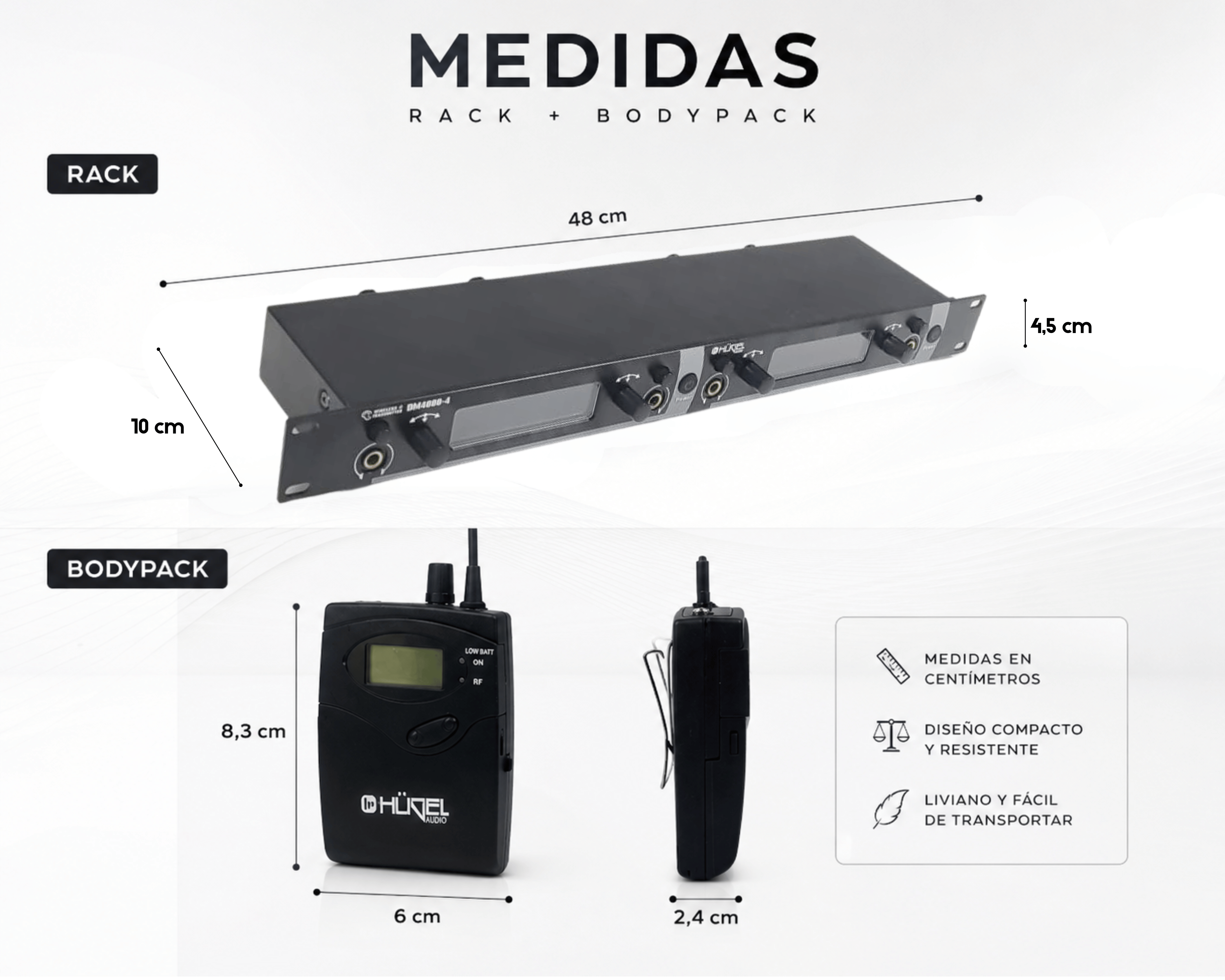 Sistema De Monitoreo In Ear Cuatro Canales Hugel - Imagen 3