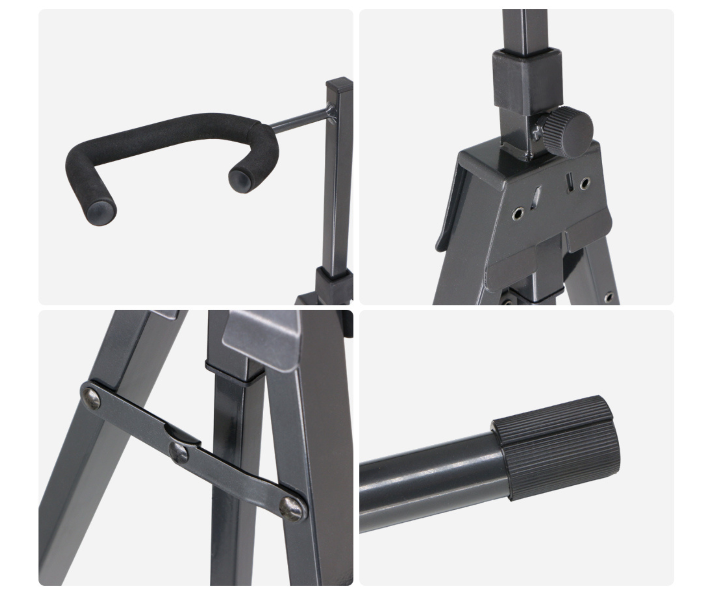 Soporte Pie Ajustable Para Guitarra Bajo Parquer Negro - Imagen 3