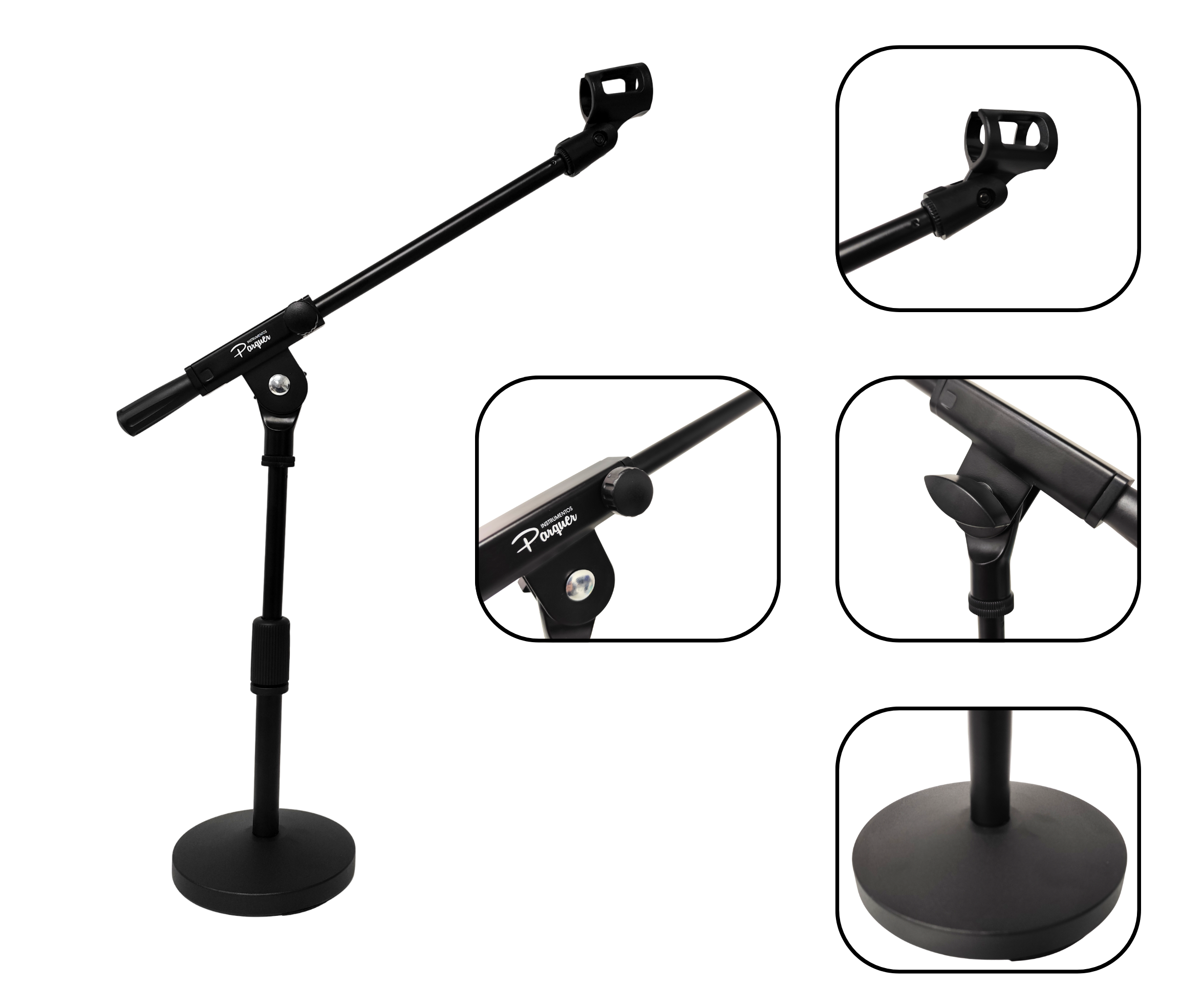 Soporte Ajustable De Microfono Para Bombo De Bateria Parquer Negro