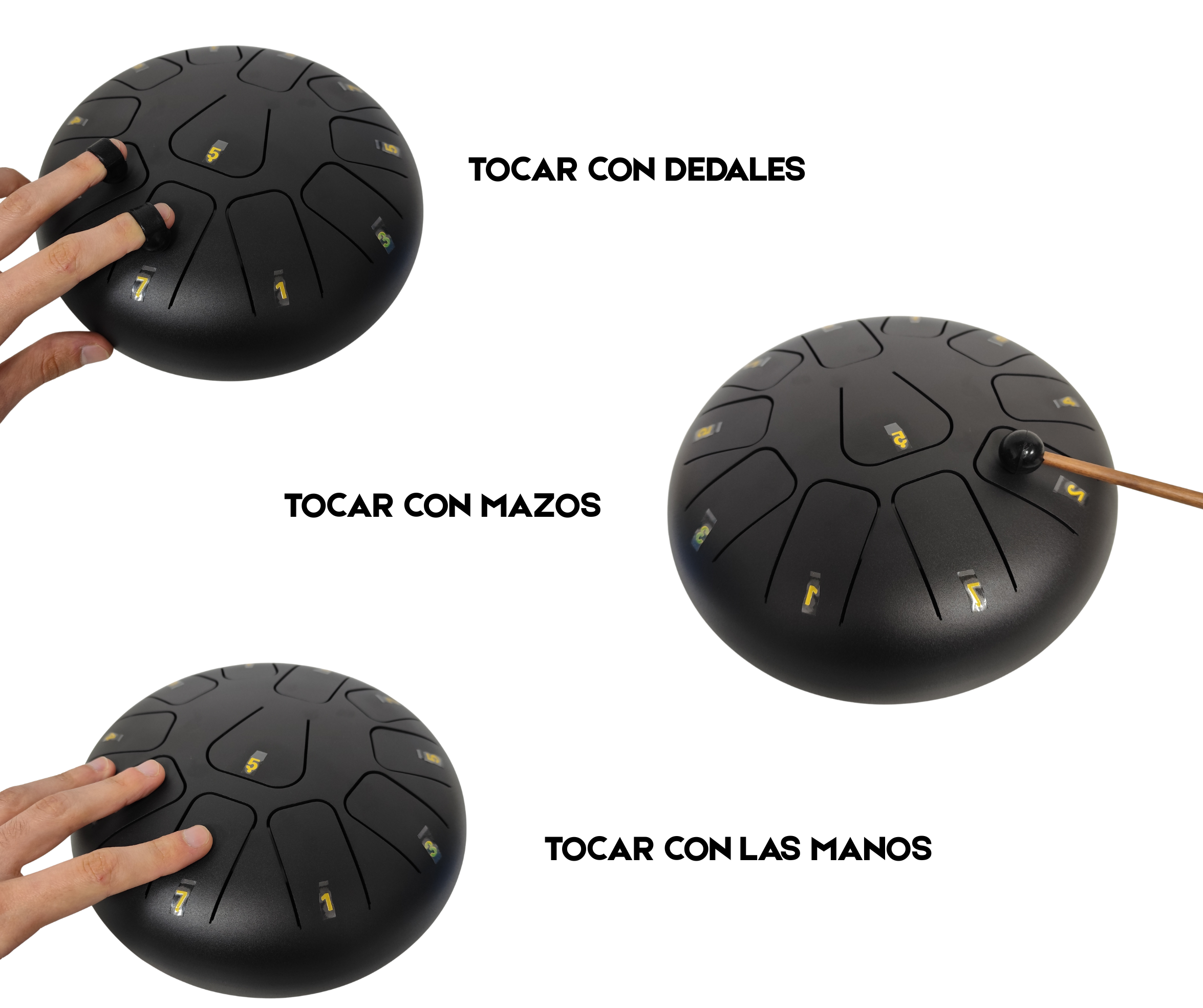 Steel Tongue Drum 8 Pulgadas 11 Tonos Negro Parquer - Imagen 3