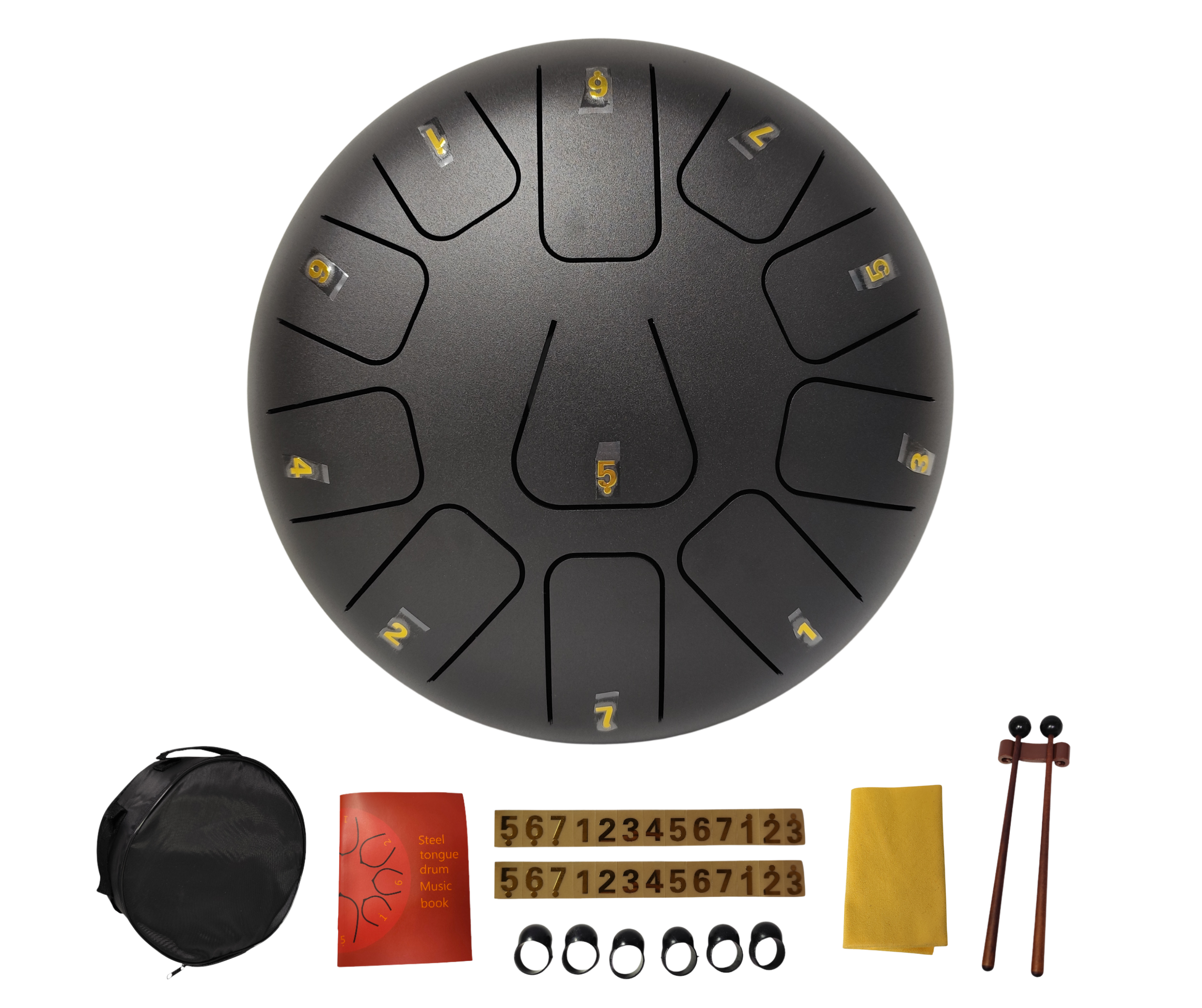 Steel Tongue Drum 8 Pulgadas 11 Tonos Negro Parquer