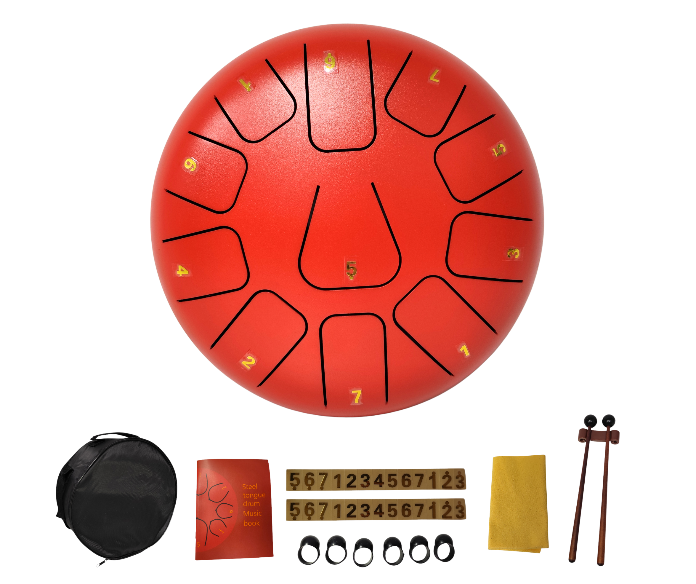 Steel Tongue Drum 8 Pulgadas 11 Tonos Rojo Parquer