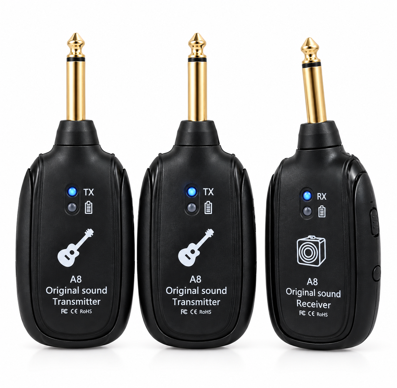 Sistema Inalámbrico Dual Transmisor Receptor Guitarra Y Bajo