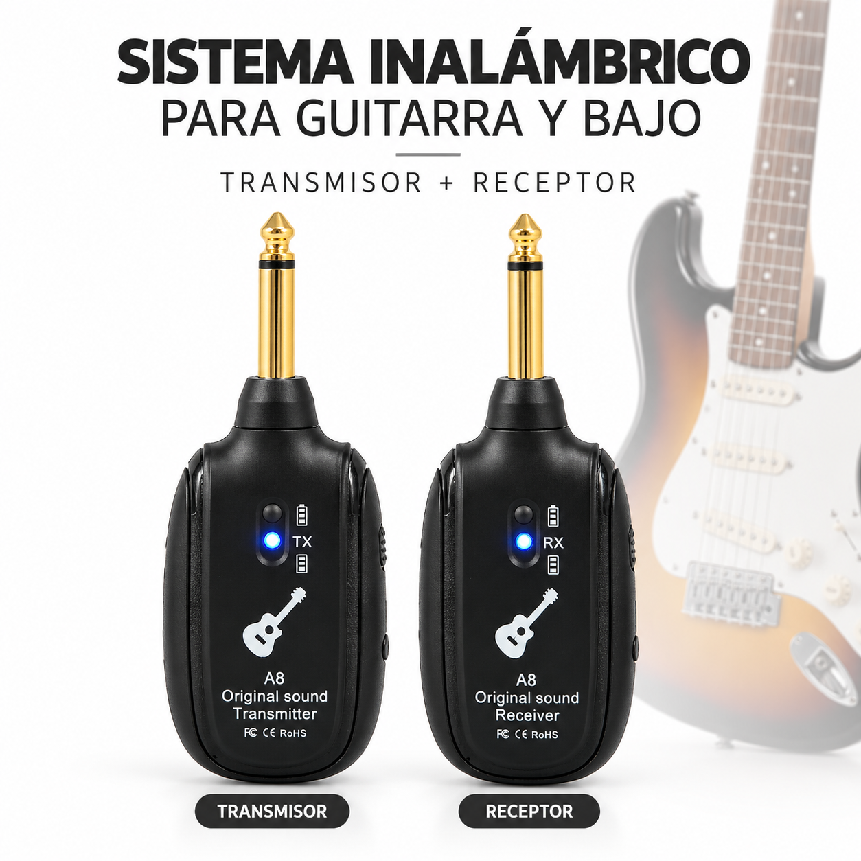 Sistema Inalámbrico Transmisor Receptor Guitarra Bajo - Imagen 7