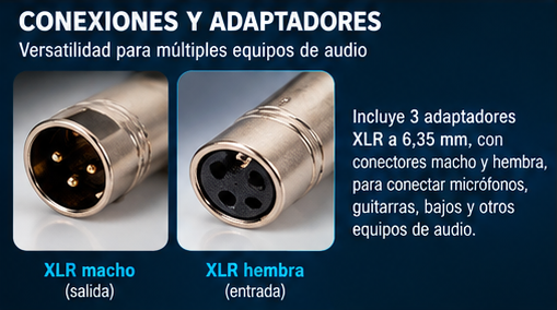 Kit Conversor De 2 Micrófonos Inalámbricos Parquer Xlr Plug - Imagen 6