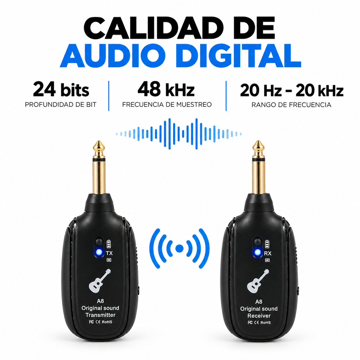 Sistema Inalámbrico Transmisor Receptor Guitarra Bajo - Imagen 5