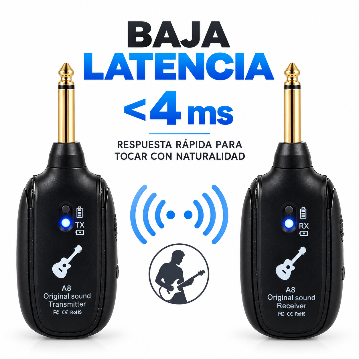 Sistema Inalámbrico Transmisor Receptor Guitarra Bajo - Imagen 4