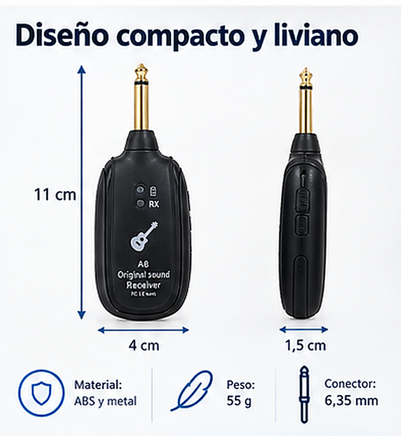 Sistema Inalámbrico Dual Transmisor Receptor Guitarra Y Bajo - Imagen 5