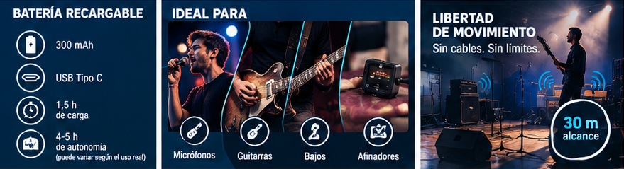 Kit Conversor De 2 Micrófonos Inalámbricos Parquer Xlr Plug - Imagen 3