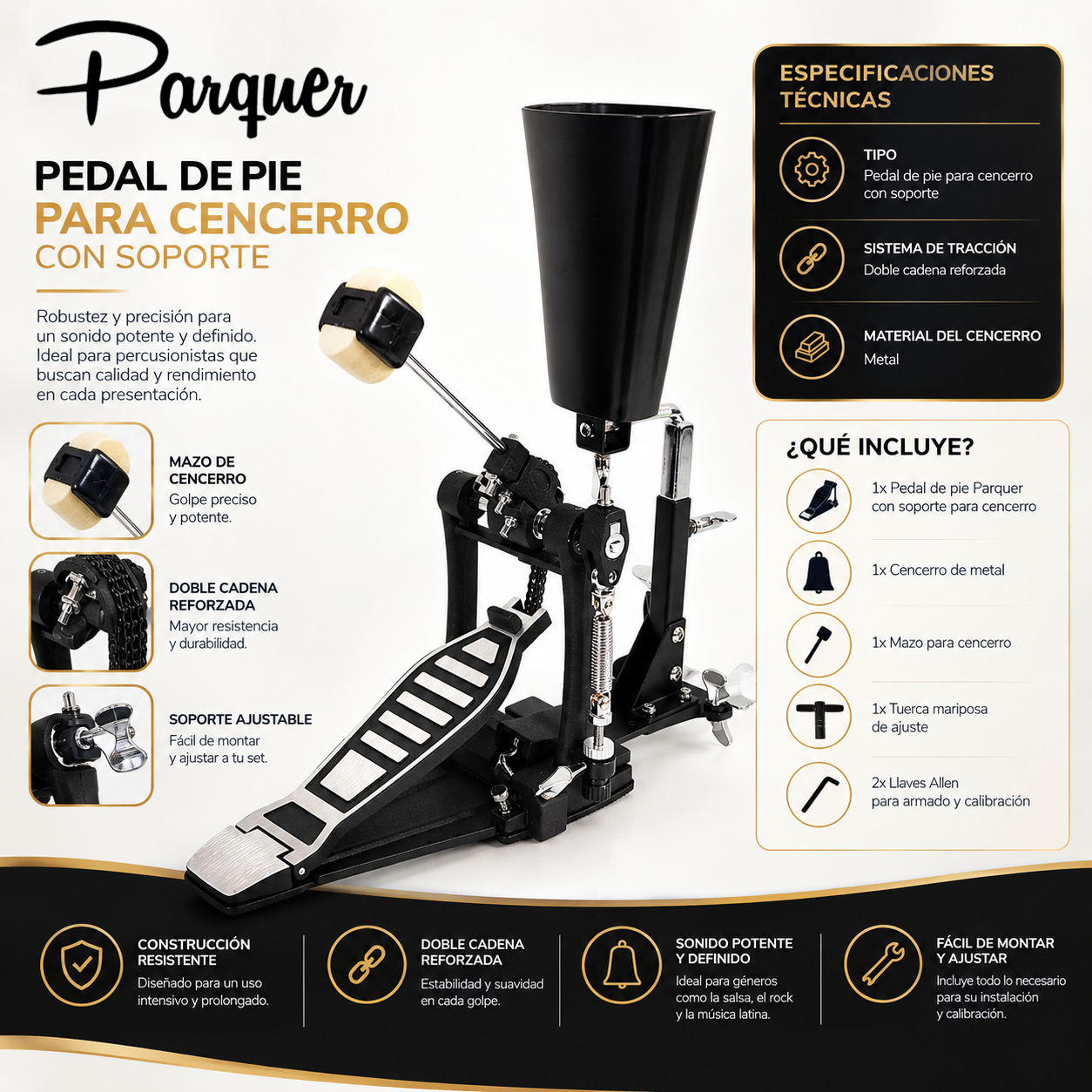 Pedal De Pie Con Soporte De Cencerro Parquer - Imagen 5