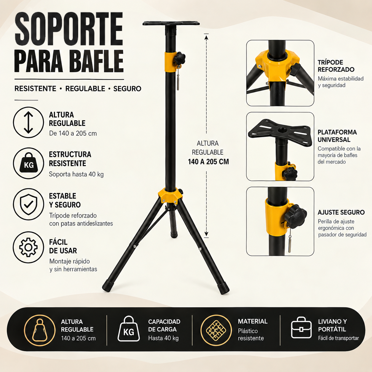 Soporte Regulable De Bafle Parquer Hasta 40kg - Imagen 3